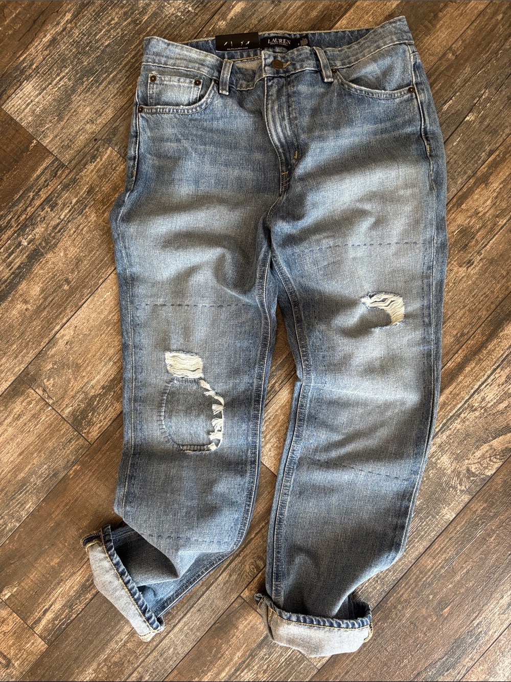 Lauren Ralph Lauren Light Blue Straight-Leg Distressed Women's Jeans 29